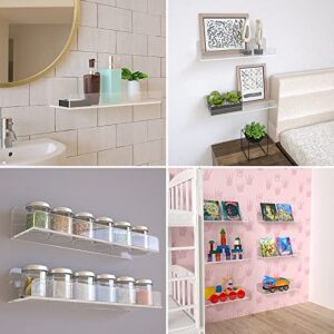 4 Pack 16.5" Acrylic Invisible Floating Bookshelf Multifunctional Wall Shelf, Hangable CDs Picture Book Display and Acrylic Nail Polish Shelves for Picture Storage, Kitchen Bottle & Can Display