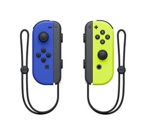 nintendo joy-con (l/r) wireless controllers for nintendo switch – neon blue / neon yellow (renewed)