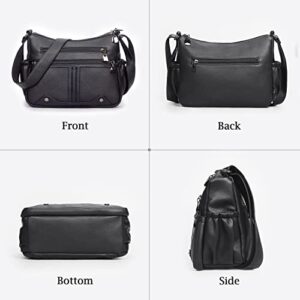 Women Soft PU Leather Shoulder Handbag Multi Pocket Crossbody Bag Ladies Medium Roomy Purses Fashion Tote Top Handle Satchel