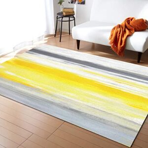 abstract yellow grey pattern filling area rug 3’x5′ kitchen rugs non skid washable baby carpet, white shabby pattern absorbent hallway runner rug for living room/bathroom/bedroom