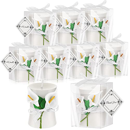 30 Pack Wedding Bridal Shower Favors Candles Wedding Calla Candles Calla Lily Style Candle Gift Boxed with Thanks Cards Return Gifts for Wedding Party Guests Keepsakes