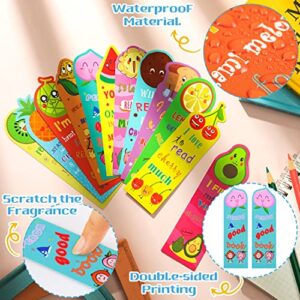 Scented Bookmarks, Kids Scratch and Sniff Bookmarks, Cute Fruit Food Theme Bookmarks Assorted Scented Bookmarks for Kids Students Teens Food Lovers, 12 Styles (36 Pieces)