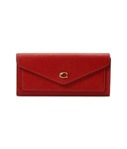 coach cross grain leather wyn soft wallet sport red one size