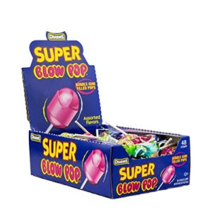 tootsie roll charms super blow pop lollipops – dual candy and gum suckers – bulk treat for kids and adults – assorted flavors, 48 count