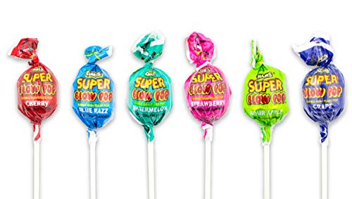 Tootsie Roll Charms Super Blow Pop Lollipops - Dual Candy and Gum Suckers - Bulk Treat for Kids and Adults - Assorted Flavors, 48 Count