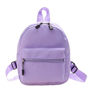aizhiyi women solid color backpack preppy style school nylon mini rucksack (purple)