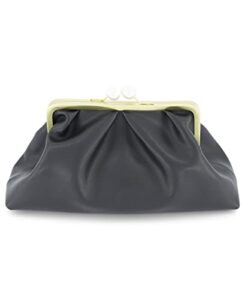 zac zac posen lacey soft frame clutch, black