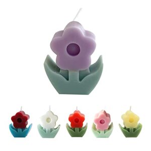 Flower Shaped Birthday Candles, Flower Scented Soy Wax Candles, Romantic Birthday Party Candles Valentine's Day Candles for Decorations (Purple)