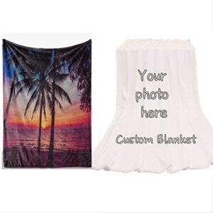 customize diy picture personalized soft flannel blanket, create your own photo text blankets for birthday gifts family wedding anniversary couples friends pets office 32”*48”