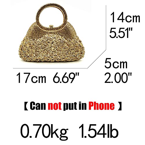 Evening Minaudiere Women Crystal Clutch Bags Top-Handle Metal Diamond Wedding Party Cocktail Tote Handbag (F)