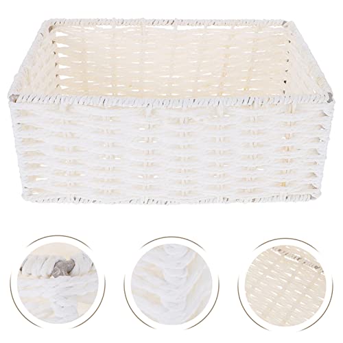 VOSAREA Rattan Woven Storage Baskets Bins: 22CM Water Hyacinth Shelf Basket Seagrass Wicker Makeup Organizer Toilet Paper Container Box Laundry Holder