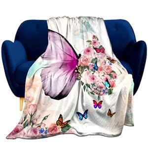 ultra soft butterfly blanket couch warm fuzzy flannel fleece throw blanket for kids and adults gifts 50″x40″