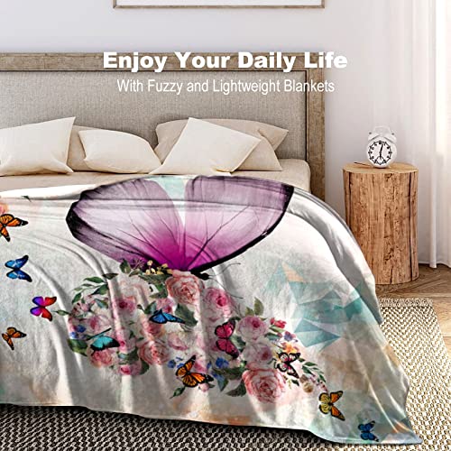 Ultra Soft Butterfly Blanket Couch Warm Fuzzy Flannel Fleece Throw Blanket for Kids and Adults Gifts 50"X40"