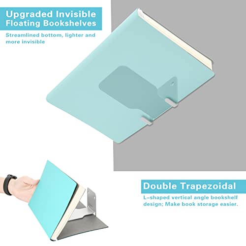 Homakover Invisible Floating Bookshelves, Heavy-Duty Book Organizers, Wall Mounted Bookshelf, Iron Storage Shelves for Bedroom, Living Room, Office (Small) (2 Pieces, White)