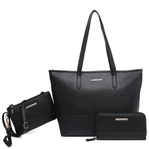 vansarto tote bags for women vegan leather purses and handbags ladies top handle satchel shoulder bags hobo bags, black