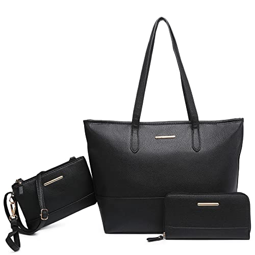 Vansarto Tote Bags for Women Vegan Leather Purses and Handbags Ladies Top Handle Satchel Shoulder Bags Hobo Bags, Black