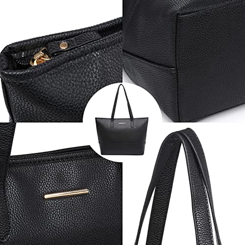 Vansarto Tote Bags for Women Vegan Leather Purses and Handbags Ladies Top Handle Satchel Shoulder Bags Hobo Bags, Black