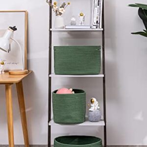 CubesLand Woven Basket for Organizing/Storage,Cube Shelf Closet Storage Baskets Bins Set 3,Long-lasting &Skin-friendly Toy Storage Basket Bin,Stylish Room Decor Basket, Cotton Rope Basket,Green Basket for Shelves