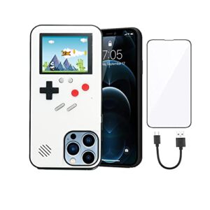 playable game case for iphone 12 pro, retro gameboy case for men and women, handheld gaming case for iphone 12 pro with built-in games white