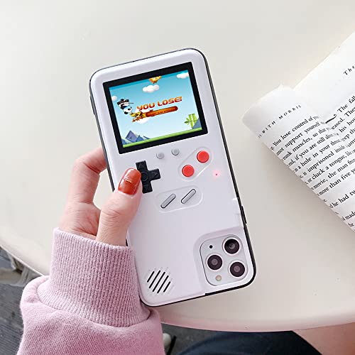 Playable Game Case for iPhone 12 Pro, Retro Gameboy Case for Men and Women, Handheld Gaming Case for iPhone 12 Pro with Built-in Games White