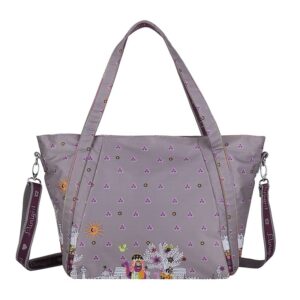 oudduo women lady nylon casual fashion large tote shoulder hobo satchel top handle lightweight waterproof travel beach handbag bag purse (purple tree)