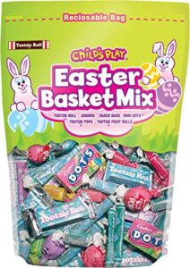 tootsie roll childs play easter basket bulk individually wrapped candy assortment mix in resealable bag, 24.48 oz