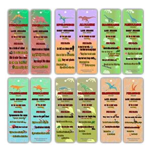 dinosaur fun facts bookmark cards for kids (12-pack) – jurassic world bookmarker – excellent party favors teacher classroom reading rewards and incentive gifts for young readers kids boys and girls