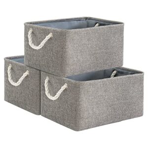 tegance storage baskets bins for organizing, foldable sturdy fabric basket w/handles, large rectangular decorative storage basket for shelves nursery closet toy blanket (3 pack 15.7×11.8×8.3)…