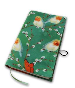 fabric book sleeve cover, washable novel protector – bird design, padded book protector for adult, planner book case, hard books covers for paperback 5.5 x 8.2 x 1.6 (bird)