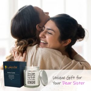 Lampstar Funny Dear Sister Candle Gift from Sister or Brother Birthday Gift for Sister, Big Sister, 8 oz