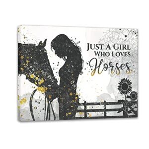 rustic farmhouse horse wall art decor just a girl who loves horses posters country style wall decor inspirational wall art rustic posters print for girls bedroom nursery decor 16×24 inch unframed
