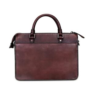 Genuine Leather Satchel Purse for Women Vintage Handmade Top Handle Handbag Retro Messenger Crossbody Bag (Coffee)