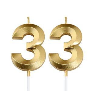 33 birthday candles,gold number 33rd cake topper for birthday decorations party decoration