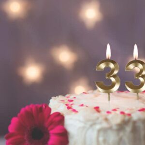 33 Birthday Candles,Gold Number 33rd Cake Topper for Birthday Decorations Party Decoration