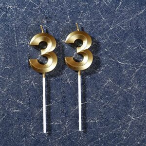 33 Birthday Candles,Gold Number 33rd Cake Topper for Birthday Decorations Party Decoration