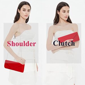 Clutch Purses Evening Bag for Women Party Prom Black-Tie Events Velvet Handbag Shoulder Cross Body Bag With Detachable Chain