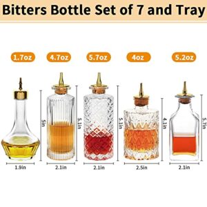 Bitters Bottle - Set of 7 Glass Dash Bottle Decorative Bottles with Dasher Top Perfect for Bartender Home Bar Cocktail