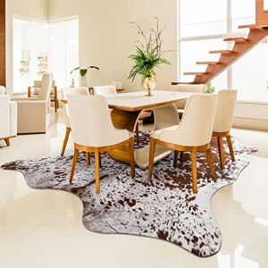 Easycozy Faux Cowhide Rug Large Cow Print Rug 4.6 x 5.2 Feet Thickened Elastic Cowhide Rug for Bedroom Living Room Home Office Western Decor