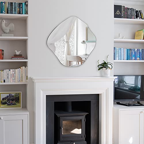 BOMINICA Asymmetrical Wall Mirror Frameless Irregular Accent Mirror for Living Room Entryway Bedroom, 20" x 20"