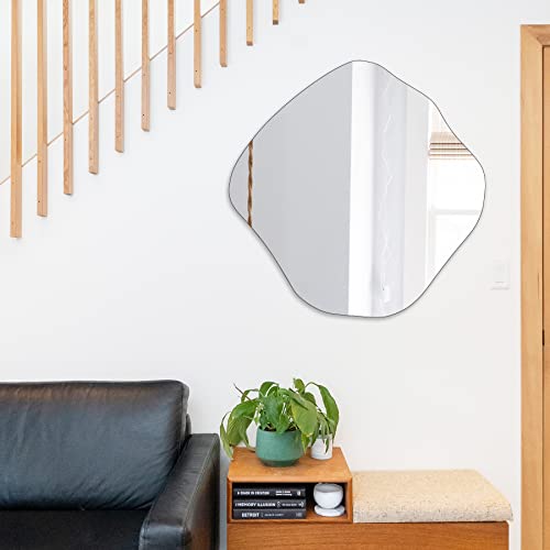 BOMINICA Asymmetrical Wall Mirror Frameless Irregular Accent Mirror for Living Room Entryway Bedroom, 20" x 20"