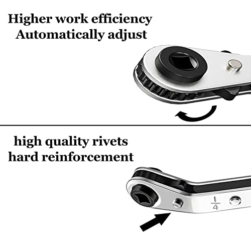 Hvac Service Wrench, Refrigeration Service Wrench Set Tools, 3/16” 3/8” 5/16” 1/4” Ratcheting Air Conditioner Service Wrench Hvac Tools for Refrigeration Equipment Repair