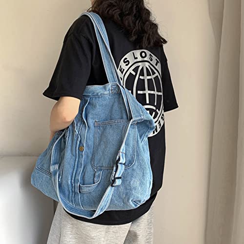 Yohora Shoulder Bag for Women Denim Crossbody Hobo Bag Casual Lightweight Handbag for Work Travel