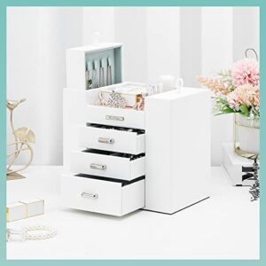 Homde Jewelry Organizer for Girls Women Jewelry Box Necklaces Rings Earrings Display Stand Jewelry Storage Holder Case for Bracelets Watches Sunglasses (White)