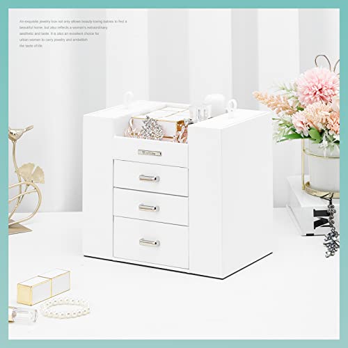 Homde Jewelry Organizer for Girls Women Jewelry Box Necklaces Rings Earrings Display Stand Jewelry Storage Holder Case for Bracelets Watches Sunglasses (White)