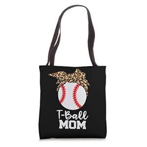 t-ball mom funny t-ball player leopard mom tote bag