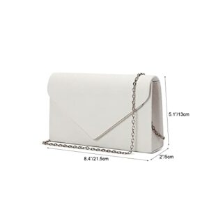LAM GALLERY Women's Evening Clutch Small Crossbody Purse for Prom Classic Wedding Party Shoulder Bags (Suede White)