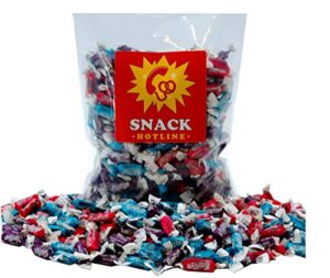 tootsie roll frooties 3 flavor mix-grape-strawberry-blue raspberry-1.75 lb assortment of chewy taffy-individually wrapped – bulk variety pack enclosed in a secured heat sealed bag by snack hotline