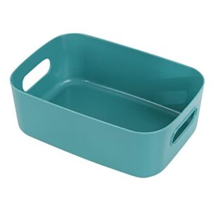 curfair storage box storage container convenient smooth surface handle design solid color versatile plastic storage bin for bedroom storage bin easy to clean -green-large##