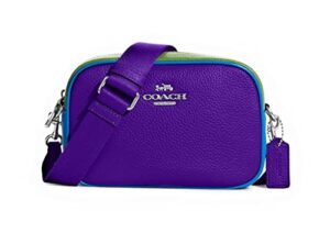 coach womens mini jamie camera bag in leather (sv/sport purple multi)
