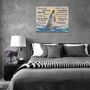 citari Jesus I Can Only Imagine Canvas Wall Art Walking on Water Pictures Decor Christian Religious God Inspirational Quotes Poster Painting Print Artworks Framed for Living Room Bedroom 16''x12''